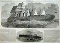 Antique Old Print 1858 Fine Art Great Eastern Steam Ship Breaking Mooring 19th