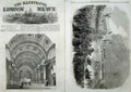Antique Old Print Queen Leeds 1858 Great Hall Railway Station Horse Coach 19th