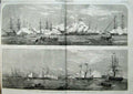 Antique Old Print Cherbourg 1858 Queen Ships Fairy Napoleon Victoria Jena 19th
