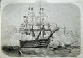 Original Old Antique Print Fine Art 1858 Cherbourg Queen Emperor Ship Bretange