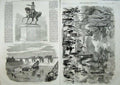 Antique Old Print Cherbourg 1858 Railway Station Statue Naploeon Dock Sea 19th
