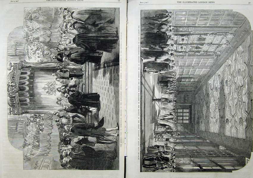 Old Antique Print Queen Birmingham 1858 Gallery Aston Hall Townhall Art 19th