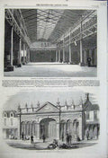 Original Old Antique Print 1859 Salisbury New Market Aldershot Brooks Buildings