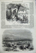 Old Antique Print 1859 War Piedmontese Vidette Sardinians Cutting Trees 19th