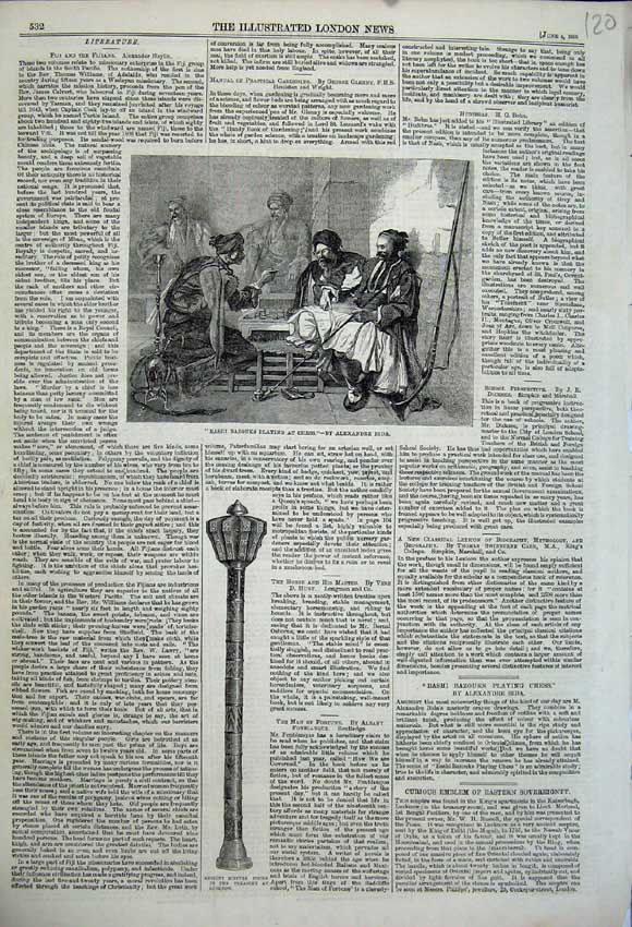 Old Antique Print 1859 Septre Treasury Lucknow Bashi Bazouks Chess Game 19th