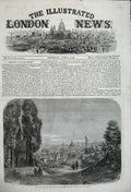 Old Antique Print 1859 War Florence Boboli Gardens Town Trees Mountains 19th