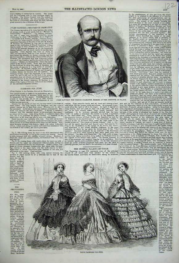 Old Antique Print Paris Fashion 1859 Jules Sandeau French Dramatist Man 19th