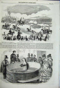 Old Antique Print 1859 Review Aldershot Performing Seal Fish London Men 19th