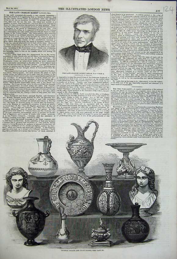 Old Antique Print Mr Charles Leslie 1859 Crystal Palace Art-Union Prizes 19th