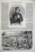 Original Old Antique Print 1859 Duke Leeds Gardens Palace Dey Algiers Theatre