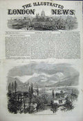 Old Antique Print Turin Home Sardinian Monarchy 1859 Mountains Town Scene 19th