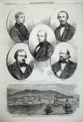Old Antique Print 1859 Skiff Race Ship Suspension Bridge Neapolitan Exile 19th