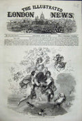 Old Antique Print 1859 Allegorical Design May Birds Angels Cherub Harvey 19th