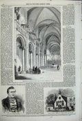 Original Old Antique Print 1859 Queen Matilda Church Caen Henry Bonner Church