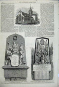 Original Old Antique Print 1859 Church John Baptist Perth Monument Crimean War