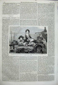 Old Antique Print 1859 Children Minding Mothers Stall Fish Market Artists 19th