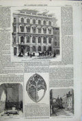 Old Antique Print 1859 Mutual Life Offices Cheapside Window Church Anne 19th