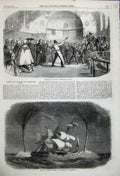 Original Old Antique Print 1859 Ship Bleroie Castle Westminster School Pancake