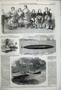 Old Antique Print 1859 Broush Family Submarine Gouty-Stem Ship Resolute 19th