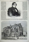 Original Old Antique Print 1859 Lord Lyndhurst Church John Lateran Paris Ruins