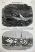 Old Antique Print 1859 Ship Wacousta Columbia Prince William Calais Wreck 19th