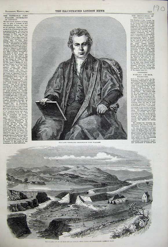 Original Old Antique Print 1859 Crinan Canal Dunardrie Archdeacon John Williams