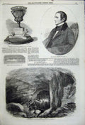 Original Old Antique Print 1859 Mammoth Cave Kentucky Prescott Fish Testimonial