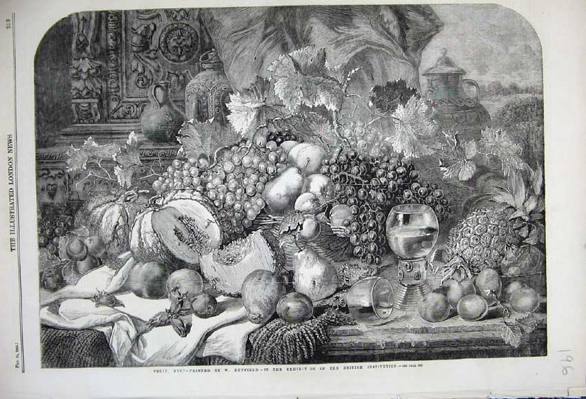 Original Old Antique Print 1859 Fruit Pear Duffield Exhibit British Institution