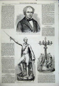 Old Antique Print Ross Engineer 1859 Monument Pechell Testimonial Bazley 19th