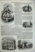 Original Old Antique Print 1859 Wyndham Olympic Theatre Frizley Hotel Cromlech