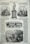 Old Antique Print 1859 Imperial Railway Orleans Saloon Chapel Institute 19th