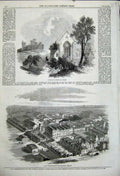 Old Antique Print Protestant Church Cannes 1859 Spill'S Manufactory Water 19th