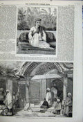 Original Old Antique Print 1859 Maharajah Jaypoor Mosque Islamabad Cashmere Men