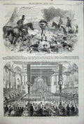 Old Antique Print 1859 Mark Juvenile Ball Free-Trade Hall Manchester Fox 19th