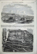 Original Old Antique Print Bay Valparaiso 1859 Sarah Sands Stemer Ship Remains