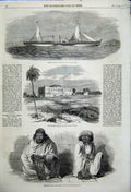 Old Antique Print 1859 Mushruff Khan Wahid Ali Palace Yacht King Ava Ship 19th