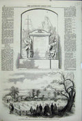 Old Antique Print 1859 Monument John Franklin Agricultural Duke Trentham 19th