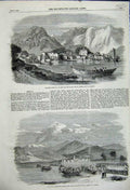 Original Old Antique Print 1859 War Feriolo Lago Maggiore Austraian Siers Hills