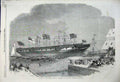 Original Old Antique Print 1859 Launch Screw Frigate Ship Ariadne Deptford Dock