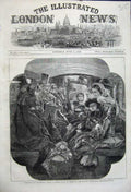 Original Old Antique Print 1859 Omnibus Life London Family Transport Egley 19th