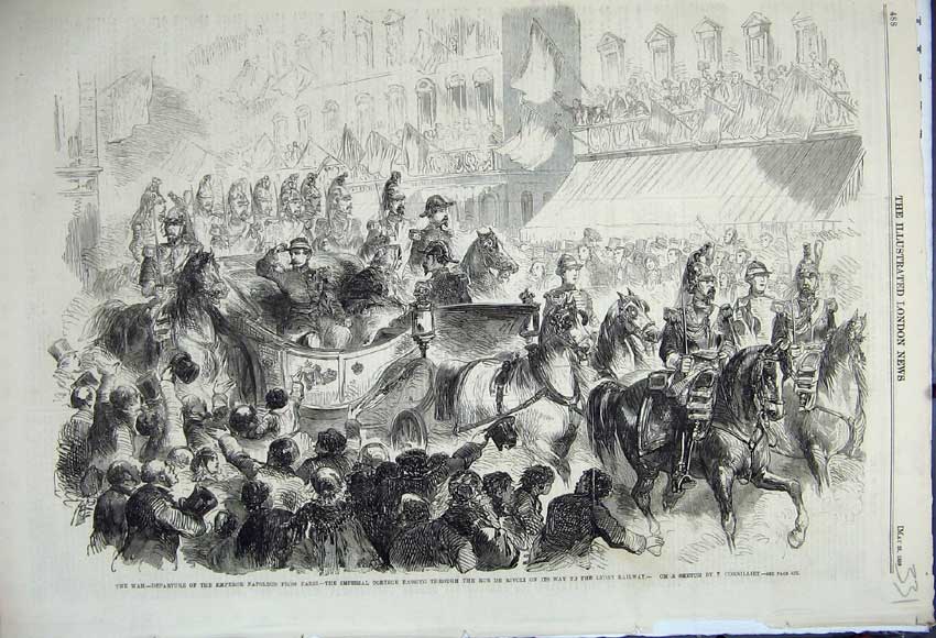 Old Antique Print 1859 War Emperor Naploeon Paris Cortege Rue De Rivoli 19th