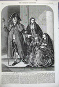 Original Old Antique Print 1859 Miss Soloman Church Man Women Flatou Exhibition