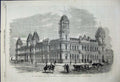 Original Old Antique Print 1859 New Post Office Melbourne Australia Building