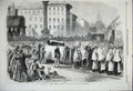 Original Old Antique Print 1859 Funeral Signor Emilio Dandolo Milan Procession