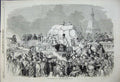 Old Antique Print Blockade London Bridge 1859 Railway Train People Horse 19th