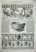 Original Old Antique Print Bacchic Tazza Terra-Cotta 1859 Museum Bassi-Relievi