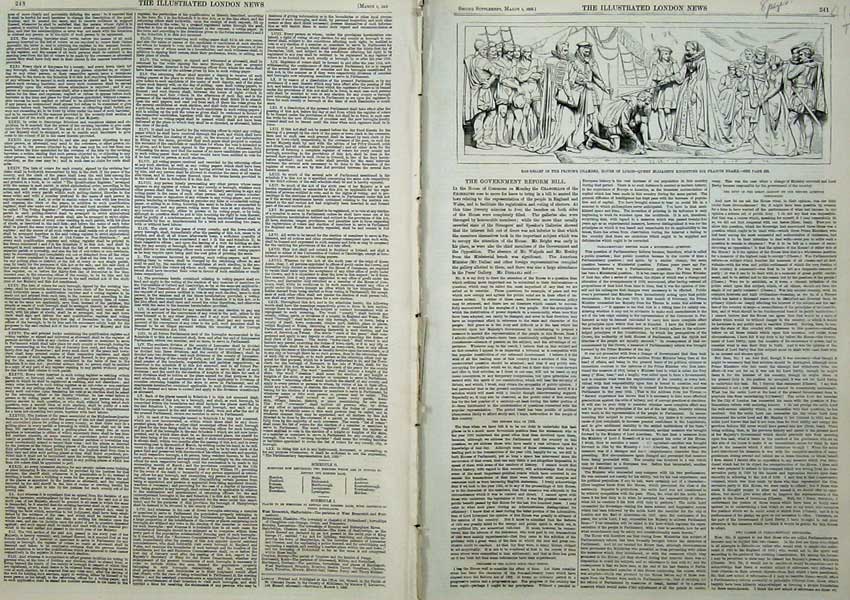 Old Antique Print 1859 Government Reform Bill House Lords Francis Drake 19th