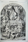 Original Old Antique Print 1859 Angels Serenade Music Harp Flute Baby Bible