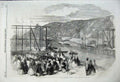 Old Antique Print Laying Foundation 1859 Victoria Bridge Severn Railway 19th