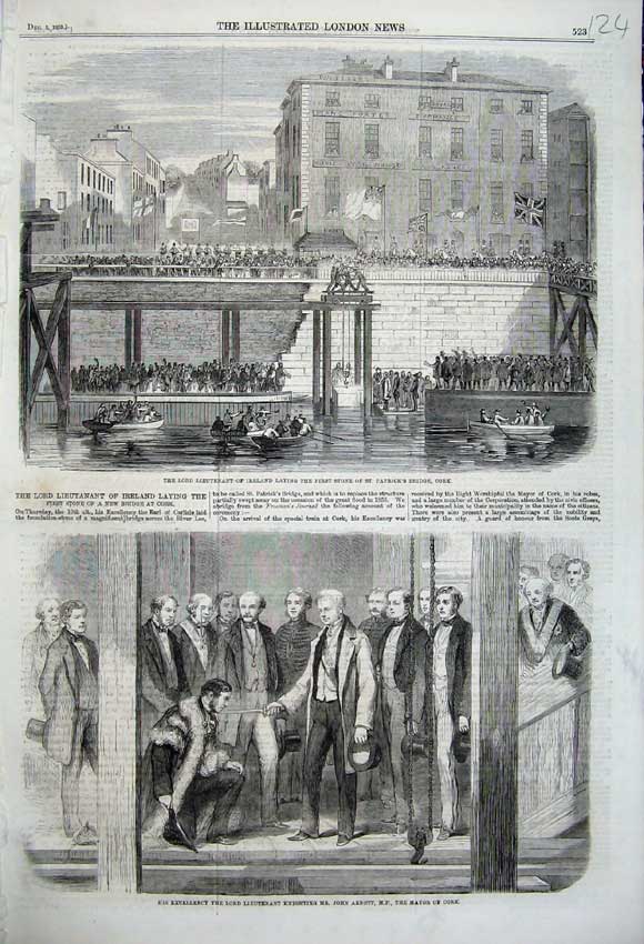 Old Antique Print Lord Lieutenant Ireland1859 Patrick'S Bridge Cork Mayor 19th